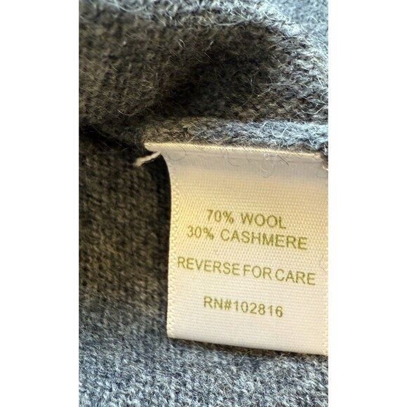 Garnet Hill Cashmere Wool Turtleneck Sweater XS Gray Oversized Pockets Cozy - Picture 5 of 9